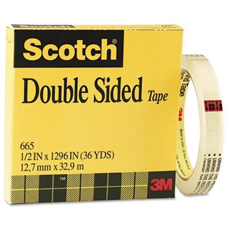 Scotch Scotch 665121296 665 Double-Sided Office Tape- 1/2" x 36 yards- 3" Core- Clear 665121296